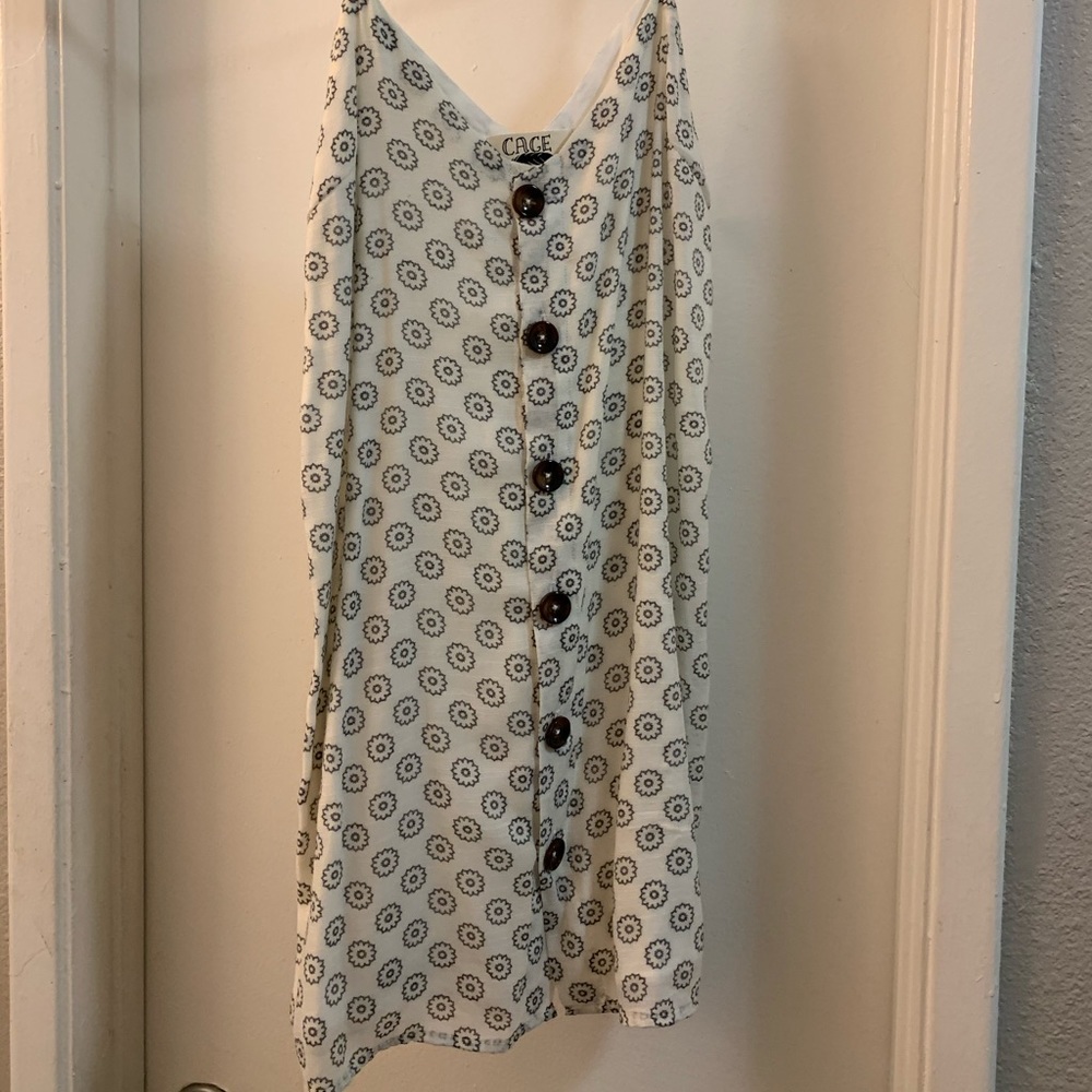 Button down white flower dress